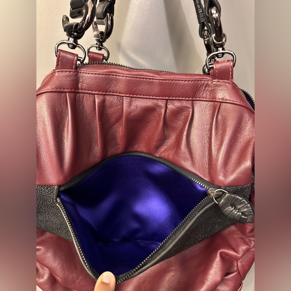 Khirma Eliazov Cha Cha Handbag | Burgundy Supple Leather Lots of Pockets! - Picture 10 of 16